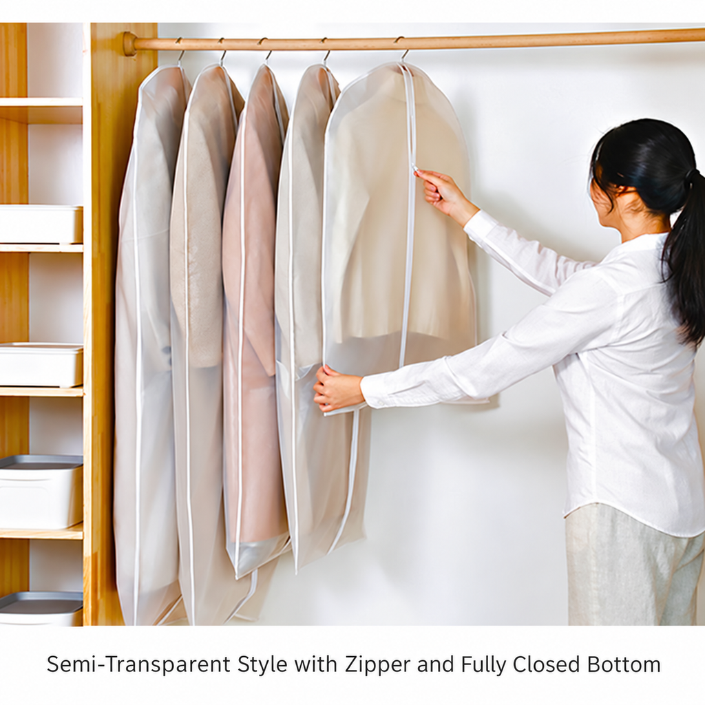 foldable clear garment bag
EVA suit cover medium
collapsible clothes dust bag
zipper wardrobe cover