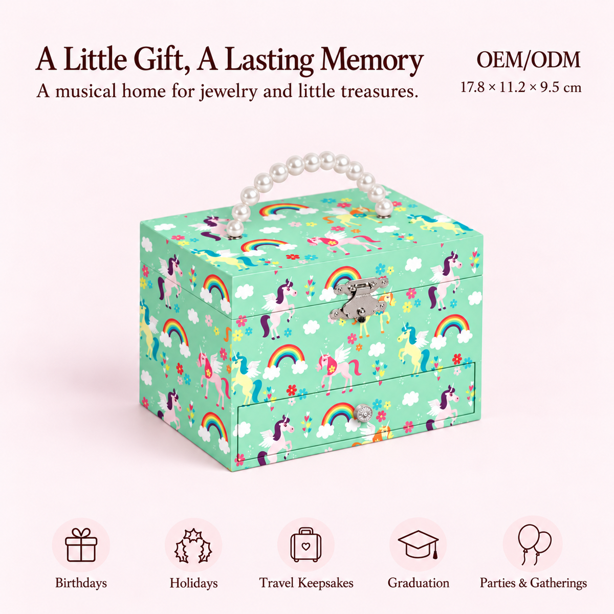 7 inch musical jewelry box with pearl handle
girls wooden music box
spinning ballerina keepsake
portable jewelry case
kids birthday gift music box
