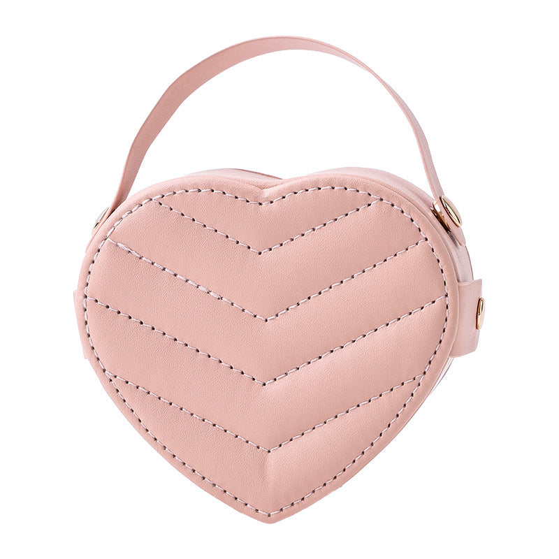 Heart-shaped Travel Jewelry Box with Mirror, Portable PU Leather Jewelry Organizer Case for Rings, Earrings & Necklaces