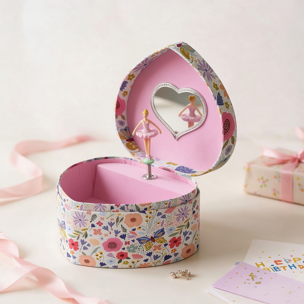 Heart Shape Wooden Music Box Classic Clockwork Melody Gift for Valentine