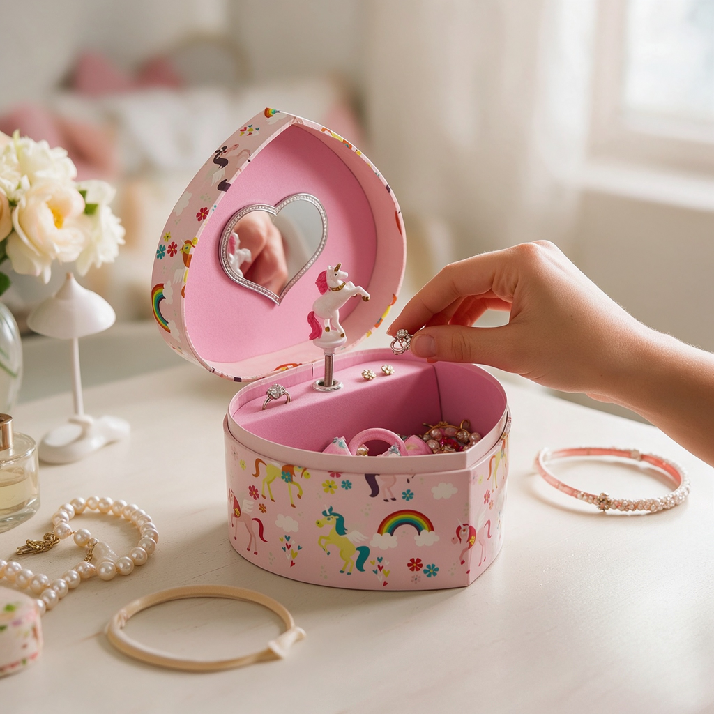 Heart Shape Wooden Music Box Classic Clockwork Melody Gift for Valentine