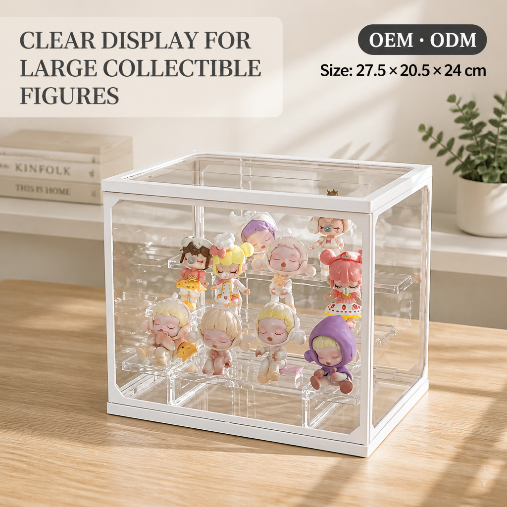 Large Acrylic Blind Box Display Case, Multi-tier Stackable Figure Storage Box, Dustproof Transparent Collectibles Organizer for POP MART and Collectible Toys