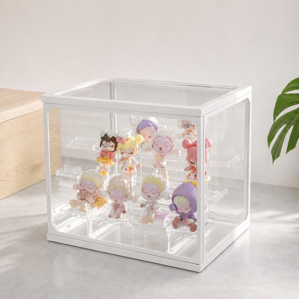 Large Acrylic Blind Box Display Case, Multi-tier Stackable Figure Storage Box, Dustproof Transparent Collectibles Organizer for POP MART and Collectible Toys
