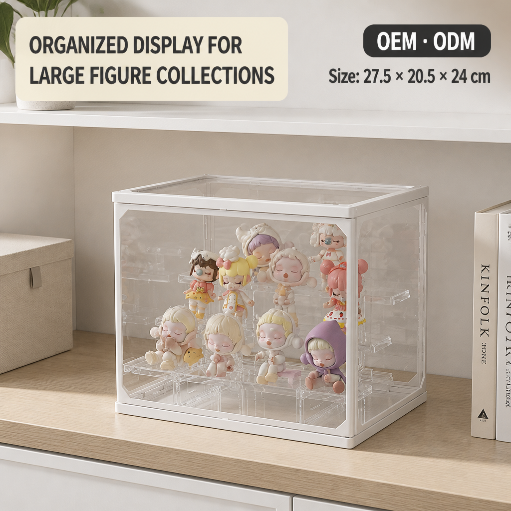 Large Acrylic Blind Box Display Case, Multi-tier Stackable Figure Storage Box, Dustproof Transparent Collectibles Organizer for POP MART and Collectible Toys