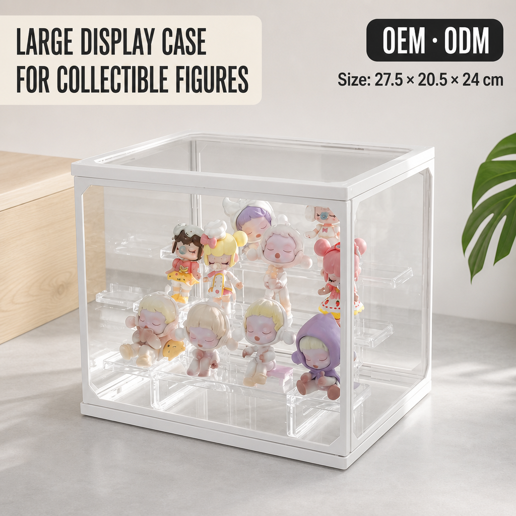 Large Acrylic Blind Box Display Case, Multi-tier Stackable Figure Storage Box, Dustproof Transparent Collectibles Organizer for POP MART and Collectible Toys