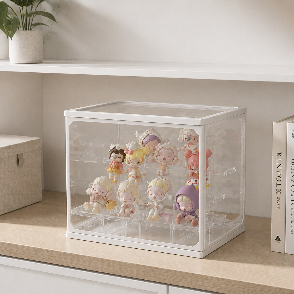 Large Acrylic Blind Box Display Case, Multi-tier Stackable Figure Storage Box, Dustproof Transparent Collectibles Organizer for POP MART and Collectible Toys