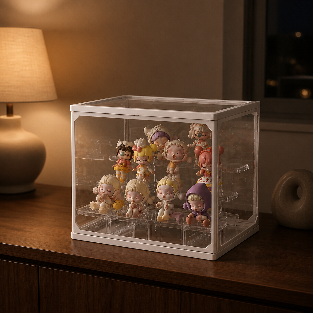 Large Acrylic Blind Box Display Case, Multi-tier Stackable Figure Storage Box, Dustproof Transparent Collectibles Organizer for POP MART and Collectible Toys