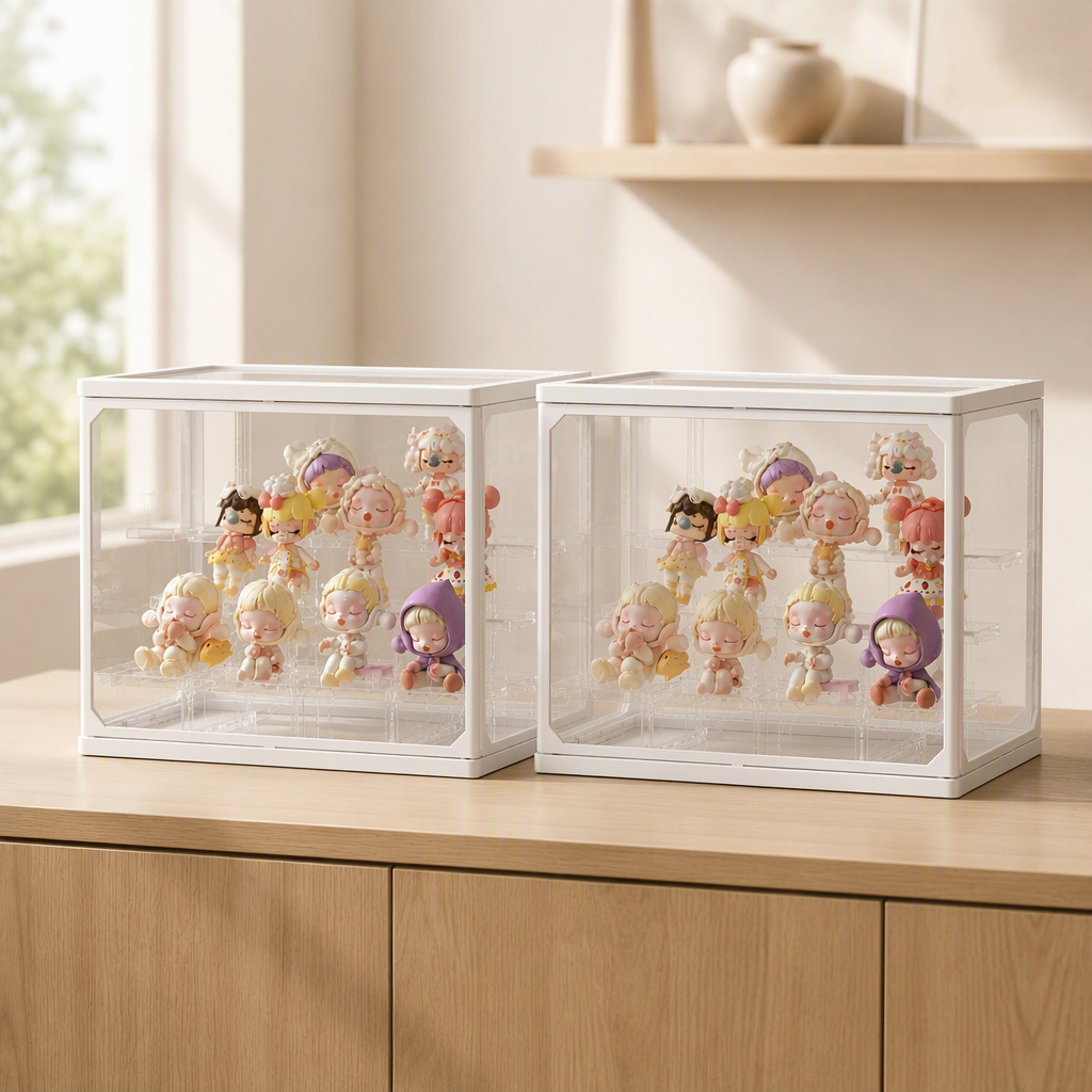 Large Acrylic Blind Box Display Case, Multi-tier Stackable Figure Storage Box, Dustproof Transparent Collectibles Organizer for POP MART and Collectible Toys