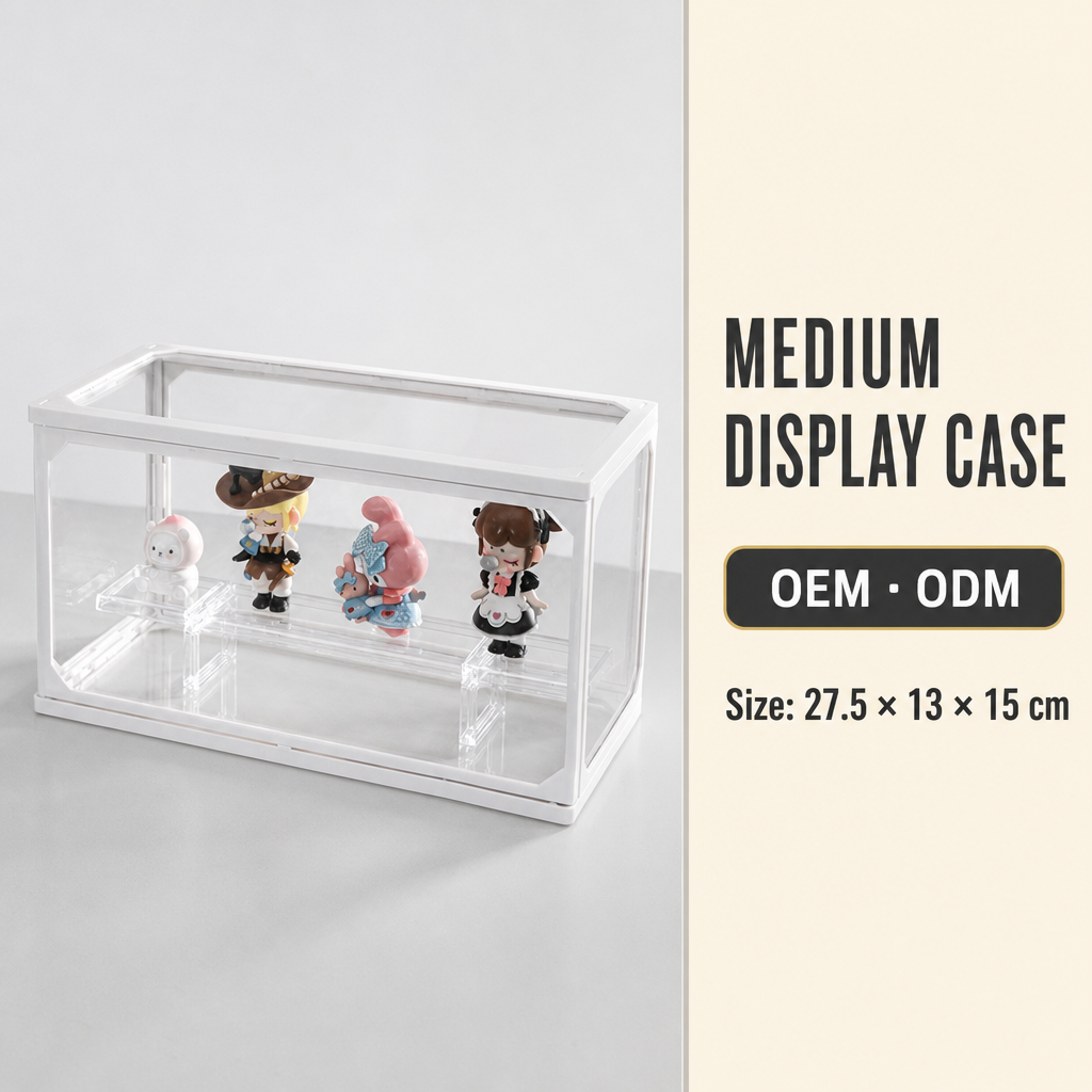 Medium Acrylic Blind Box Display Case, Stackable Side Door Figure Storage Box, Dustproof Collectibles Organizer with Tiered Shelf, for POP MART Figures