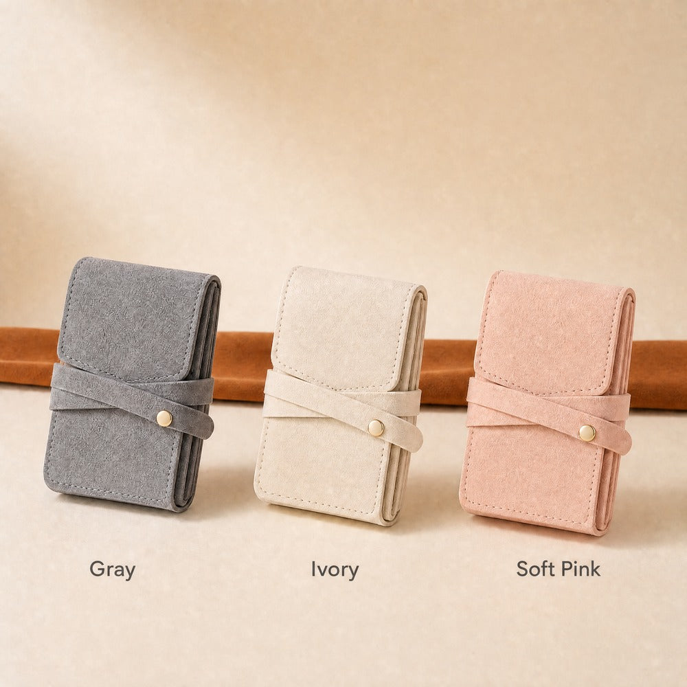Microfiber Suede Travel Jewelry Roll, Dustproof Soft Jewelry Storage Pouch, Portable Necklace Earring Organizer Roll