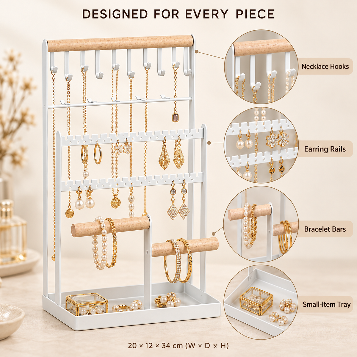 3 tier metal jewelry organizer stand
earring necklace bracelet holder
modern jewelry tree rack
wood base tray jewelry organizer
wholesale jewelry display stand
