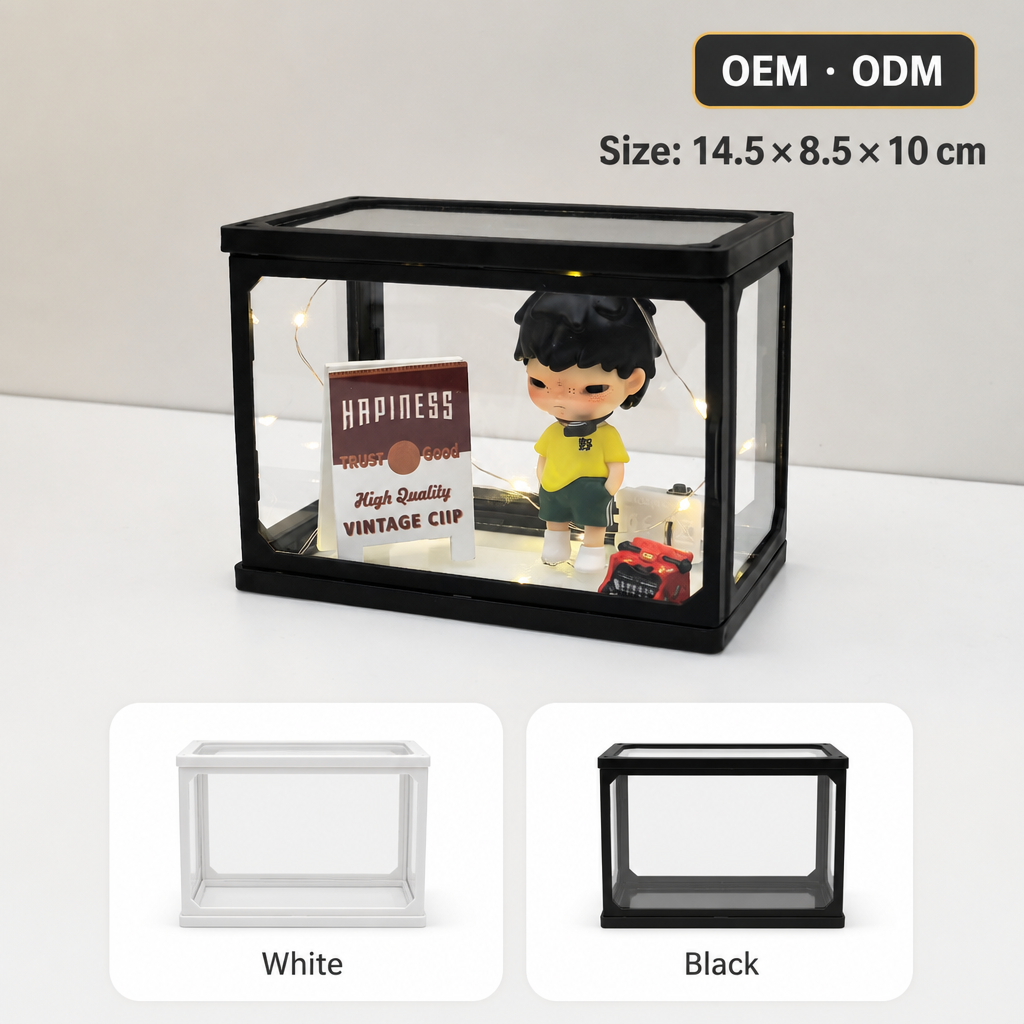 Acrylic Blind Box Display Case with , Dustproof Transparent Figure Storage Box, Mini Collectibles Display Organizer for POP MART, Desktop Decoration