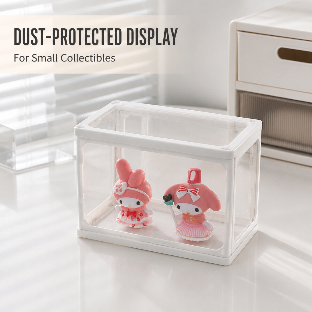 Acrylic Blind Box Display Case with , Dustproof Transparent Figure Storage Box, Mini Collectibles Display Organizer for POP MART, Desktop Decoration