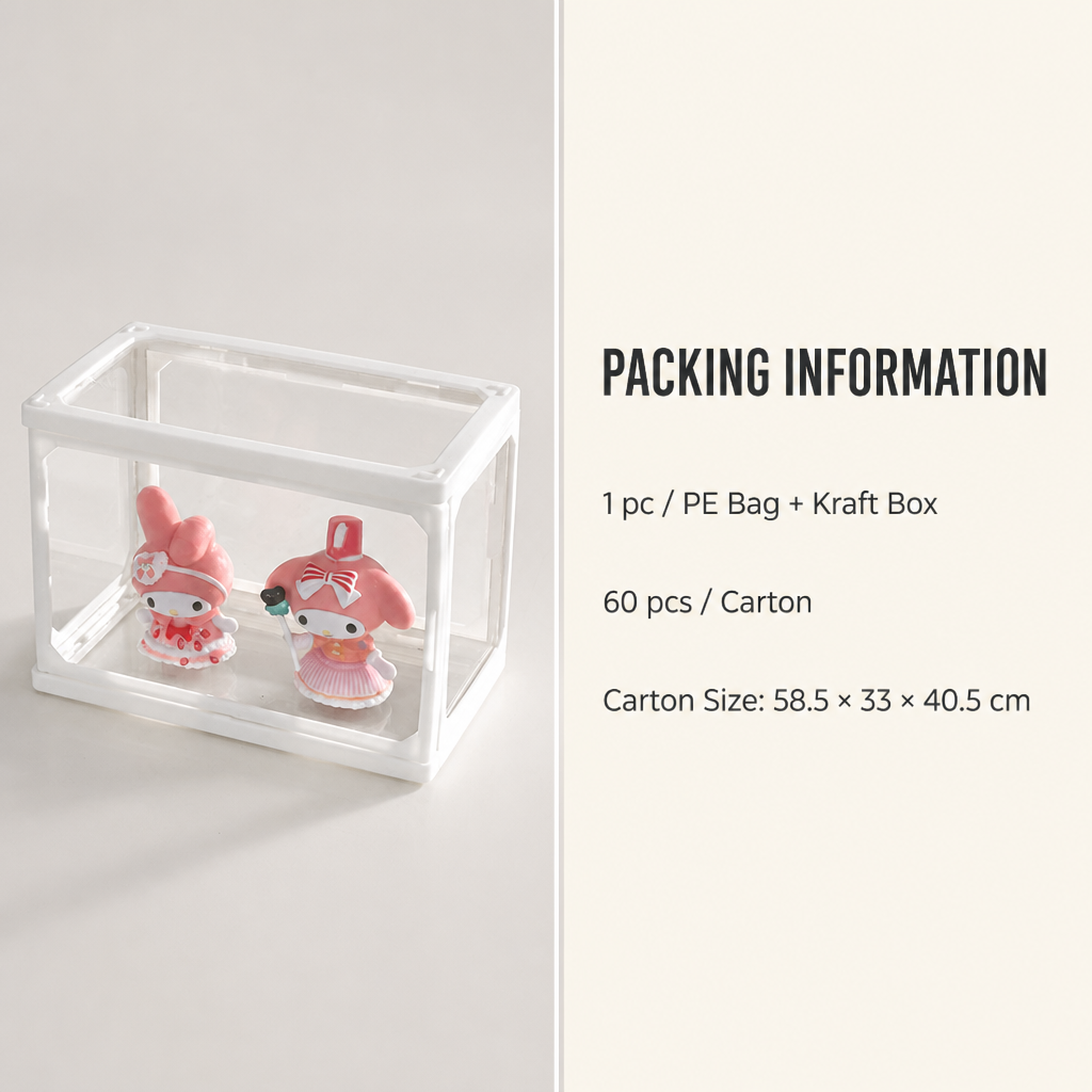 Acrylic Blind Box Display Case with , Dustproof Transparent Figure Storage Box, Mini Collectibles Display Organizer for POP MART, Desktop Decoration