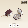 PU Leather Mini Square Jewelry Box with Carabiner Clip, Portable Travel Earring Ring Organizer, Small Zipper Jewelry Pouch