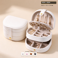 3-Tier Arched PU Leather Jewelry Box, Portable Travel Jewelry Organizer Case for Ring Earring Necklace, Gift for Women