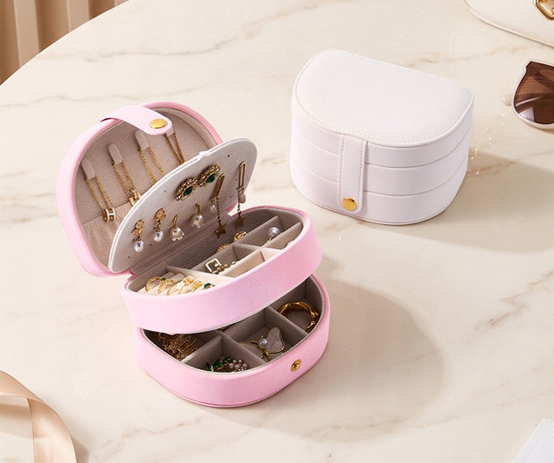 3-Tier Arched PU Leather Jewelry Box, Portable Travel Jewelry Organizer Case for Ring Earring Necklace, Gift for Women