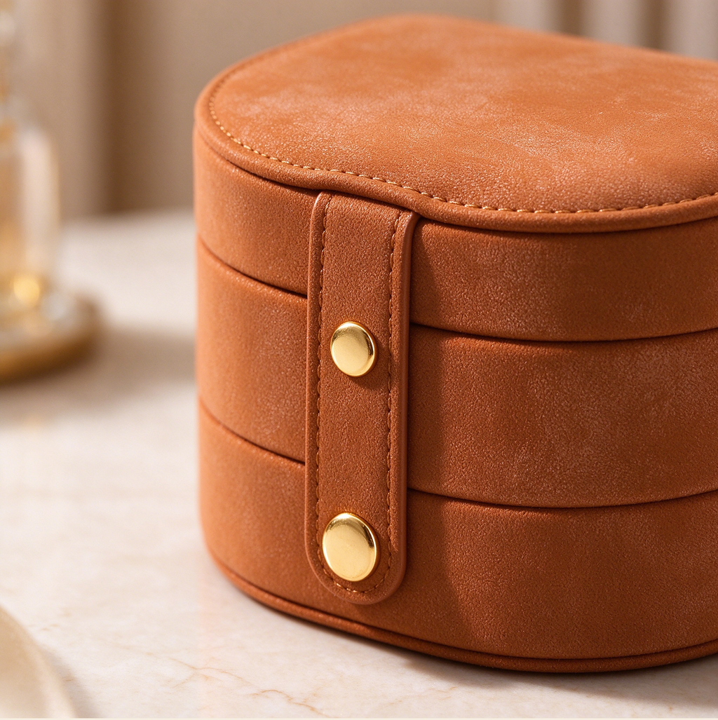 3-Tier Arched PU Leather Jewelry Box, Portable Travel Jewelry Organizer Case for Ring Earring Necklace, Gift for Women
