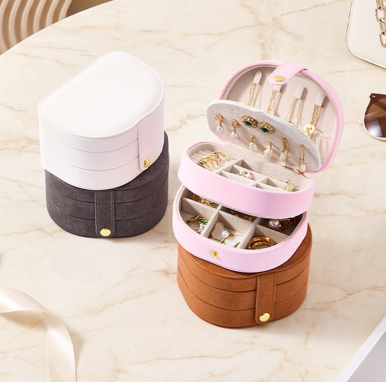 3-Tier Arched PU Leather Jewelry Box, Portable Travel Jewelry Organizer Case for Ring Earring Necklace, Gift for Women