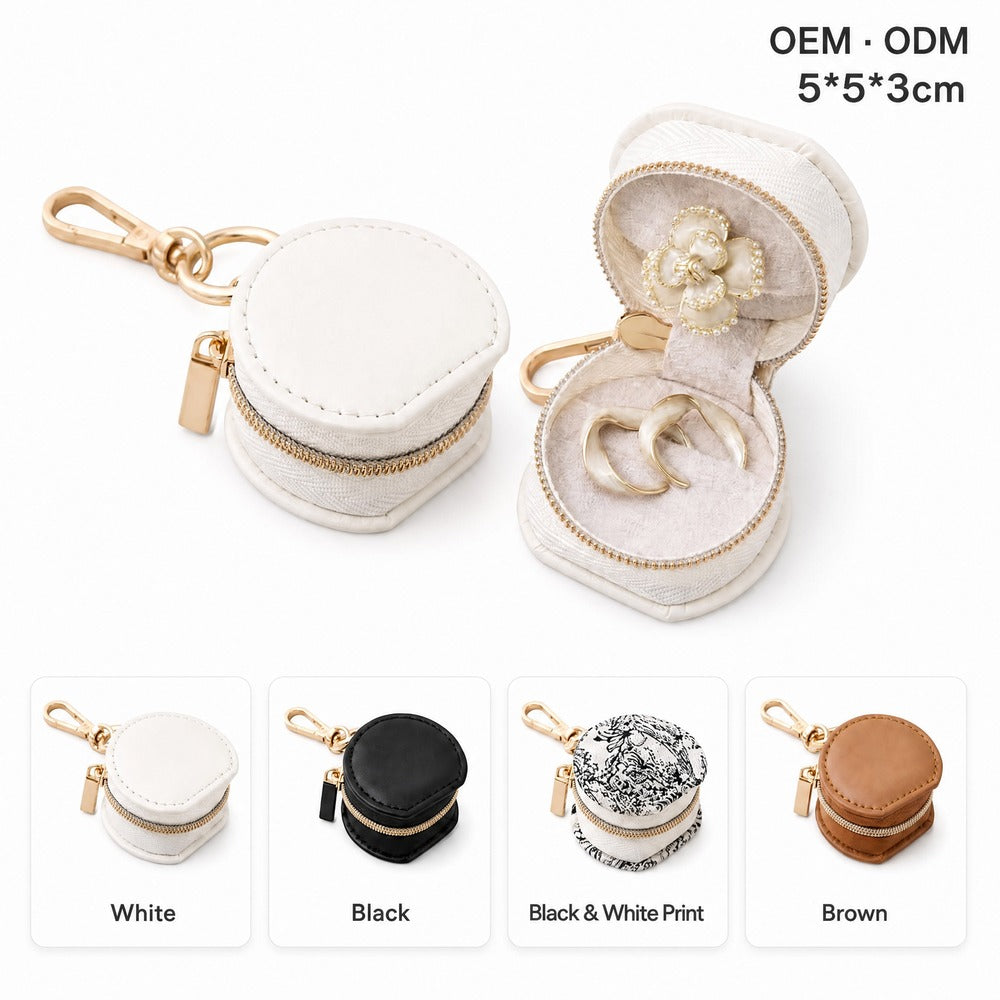 PU Leather Mini Handbag Jewelry Box, Portable Travel Ring Earring Necklace Organizer Case