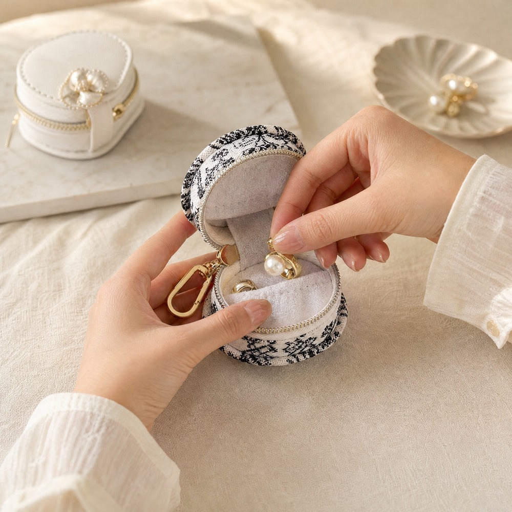 PU Leather Mini Handbag Jewelry Box, Portable Travel Ring Earring Necklace Organizer Case