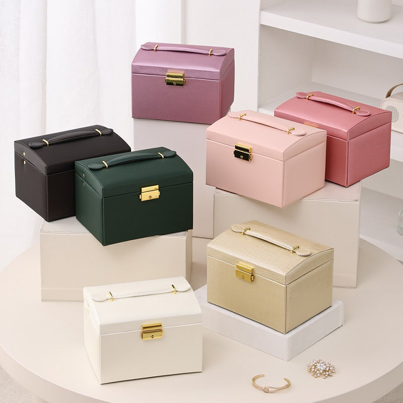 PU Leather Arched Jewelry Box, Portable Travel Jewelry Organizer Case for Ring Earring Necklace, Gift for Women