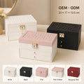 Quilted PU Leather Jewelry Box with 2 Drawers, Large Travel Jewelry Organizer Case for Ring Earring Necklace Bracelet, Gift for Women