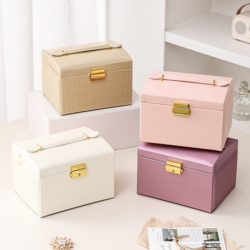 PU Leather Arched Jewelry Box, Portable Travel Jewelry Organizer Case for Ring Earring Necklace, Gift for Women