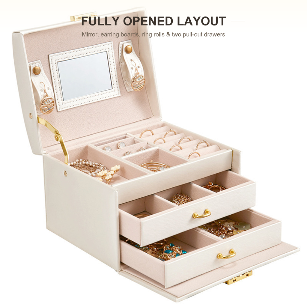 PU Leather Arched Jewelry Box, Portable Travel Jewelry Organizer Case for Ring Earring Necklace, Gift for Women