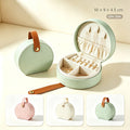 Semi-circular PU Leather Mini Jewelry Case, Portable Travel Jewelry Organizer for Rings, Earrings & Necklaces