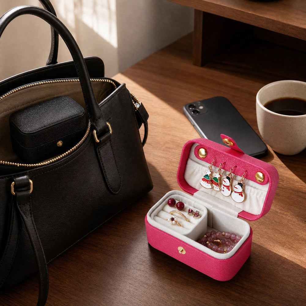 travel jewelry box
portable jewelry organizer
mini jewelry case
PU leather jewelry box
jewelry storage box
ring earring necklace organizer
small jewelry box