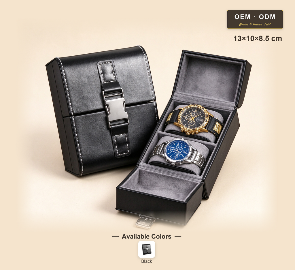 PU Leather Men's Watch Box, Double Open Watch Storage Case, Portable Velvet Watch Organizer for Men Gift
