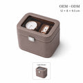 2-Slot PU Leather Watch Box with Glass Window, Watch Display Case, Portable Velvet Watch Organizer for Men Women Gift