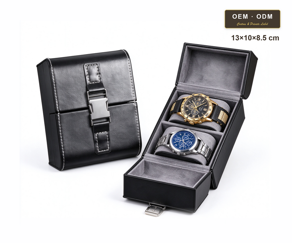 PU Leather Men's Watch Box, Double Open Watch Storage Case, Portable Velvet Watch Organizer for Men Gift
