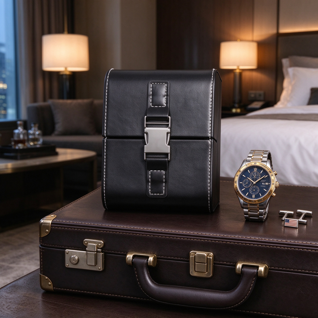 PU Leather Men's Watch Box, Double Open Watch Storage Case, Portable Velvet Watch Organizer for Men Gift