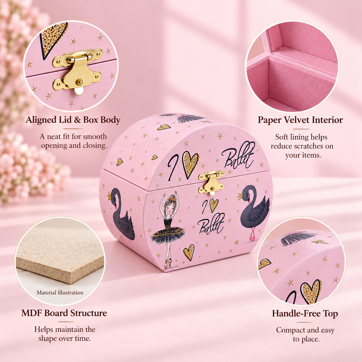 Custom Handbag-Shaped Musical Jewelry Box for Girls, Blue Wooden Music Box with Spinning Dancer, Fairy Mushroom Cottage Portable Keepsake Case