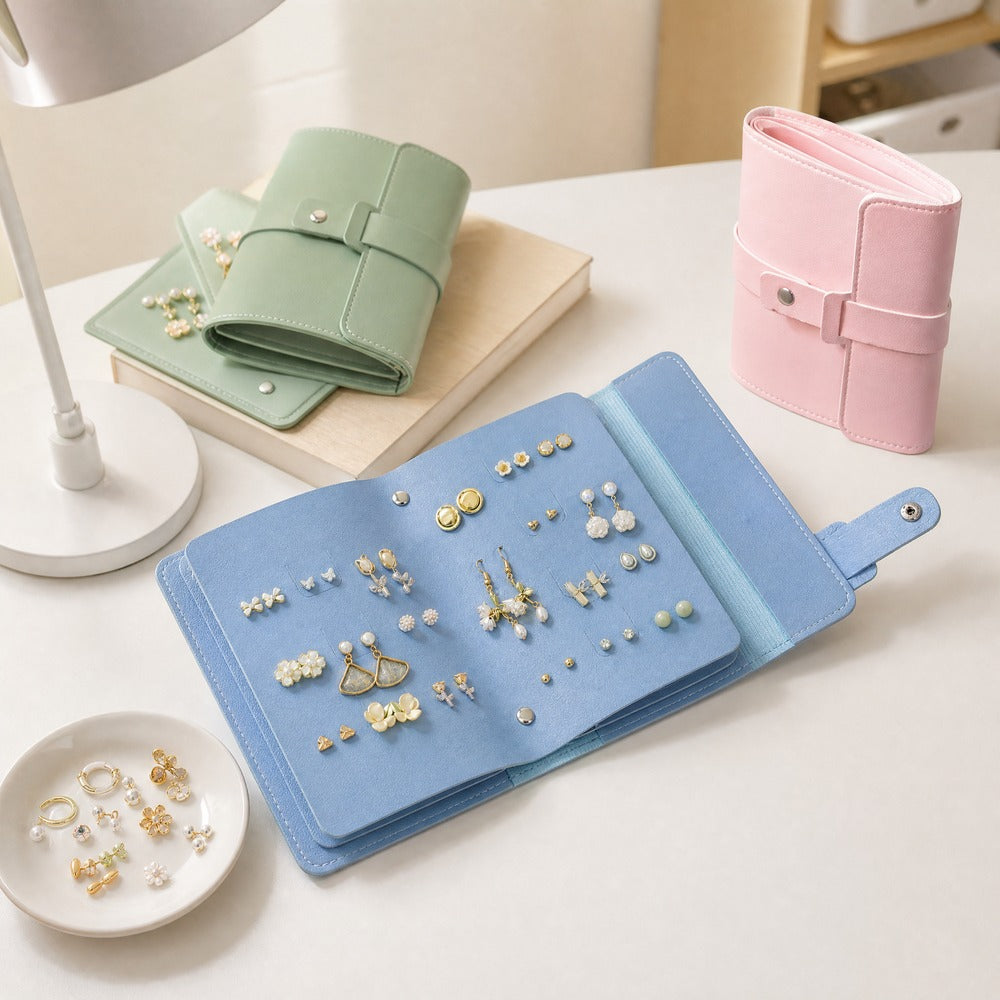 PU Leather Portable Waterproof Earring Organizer Bag, 42 Pairs Stud Earring Storage Pouch, Travel Jewelry Accessories Holder