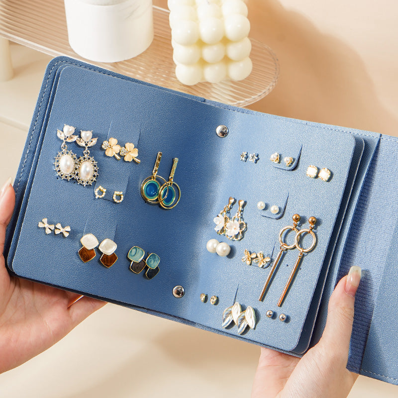 PU Leather Portable Waterproof Earring Organizer Bag, 42 Pairs Stud Earring Storage Pouch, Travel Jewelry Accessories Holder