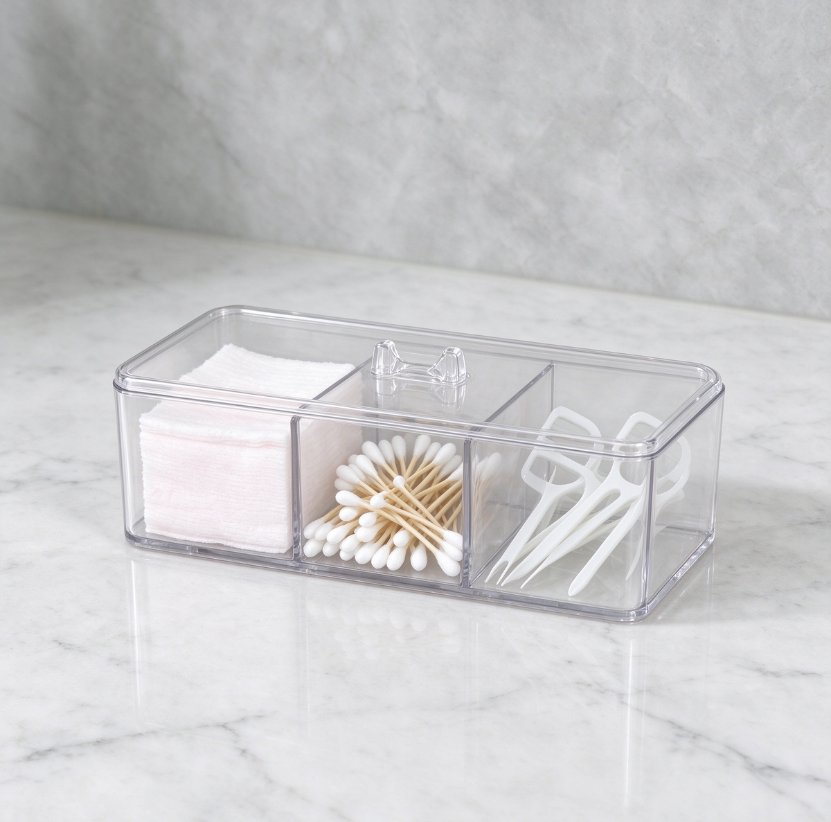Clear 3-Compartment Wall Mounted Storage Rack with Lid, Transparent PET Hanging Organizer for Bathroom Kitchen