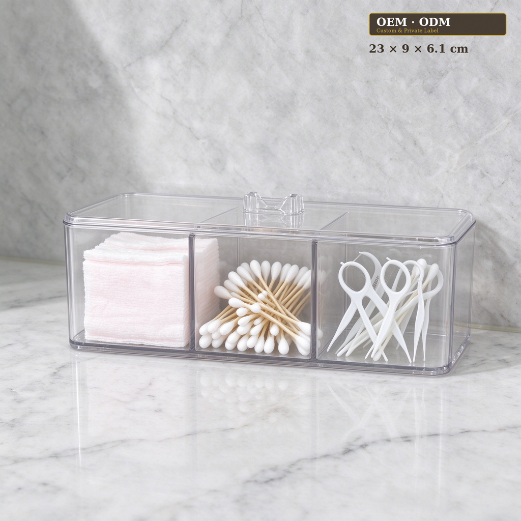 Clear 3-Compartment Wall Mounted Storage Rack with Lid, Transparent PET Hanging Organizer for Bathroom Kitchen