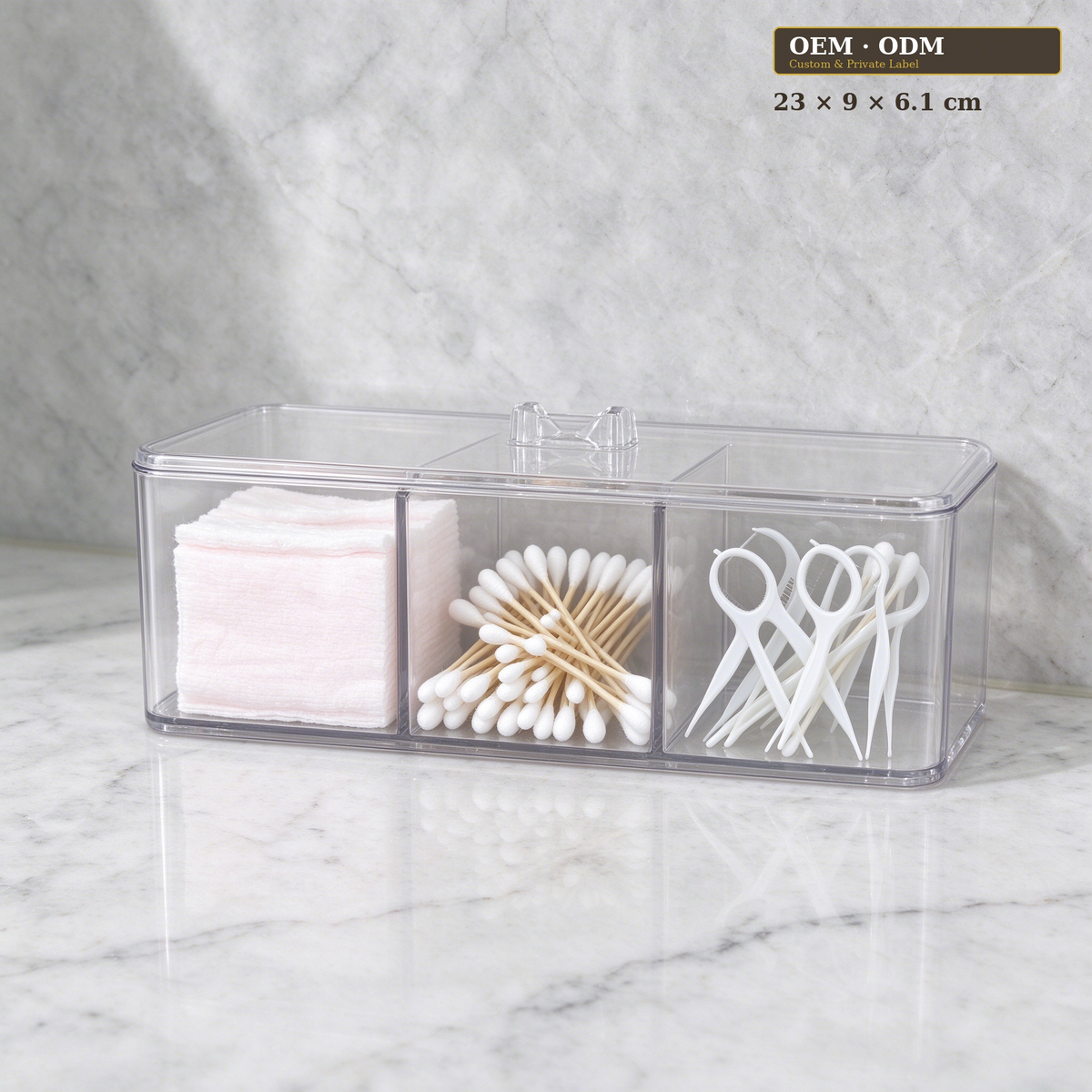 Clear 3-Compartment Wall Mounted Storage Rack with Lid, Transparent PET Hanging Organizer for Bathroom Kitchen