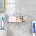 Clear 3-Compartment Wall Mounted Storage Rack with Lid, Transparent PET Hanging Organizer for Bathroom Kitchen