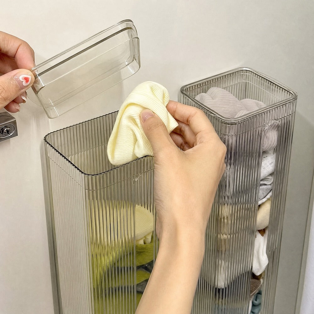 Clear Wall Mounted Hanging Storage Box, Transparent PET Wall Organizer Bin for Bathroom Kitchen Bedroom