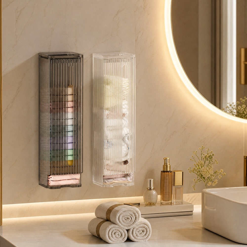 Clear Wall Mounted Hanging Storage Box, Transparent PET Wall Organizer Bin for Bathroom Kitchen Bedroom