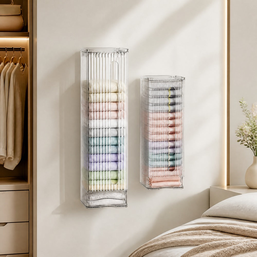 Clear Wall Mounted Hanging Storage Box, Transparent PET Wall Organizer Bin for Bathroom Kitchen Bedroom