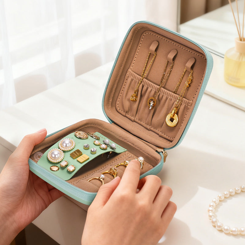 Mini Square PU Leather Jewelry Box, Simple Lightweight Travel Jewelry Organizer Case for Ring Earring Necklace, Gift for Women Girls