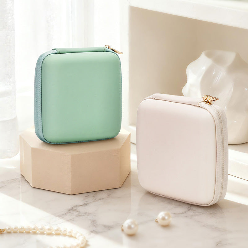 Mini Square PU Leather Jewelry Box, Simple Lightweight Travel Jewelry Organizer Case for Ring Earring Necklace, Gift for Women Girls