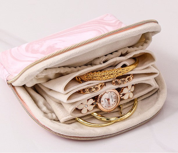 PU Leather Jewelry Pouch Bag, Soft Velvet Lined Drawstring Jewelry Bag for Ring Earring Necklace, Travel Storage Gift for Women
