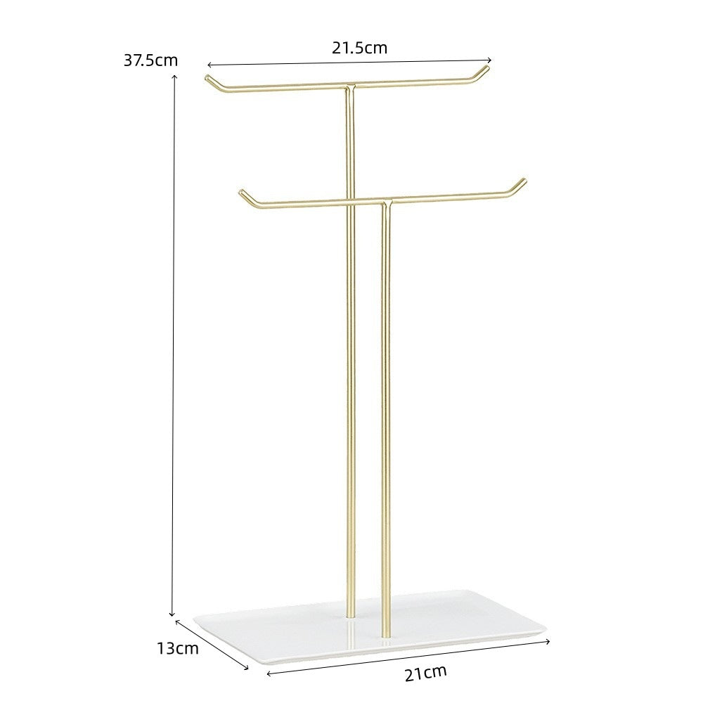 2 tier metal t bar jewelry stand
necklace bracelet holder rack
headband scrunchie organizer
tray base jewelry display
wholesale jewelry stand
