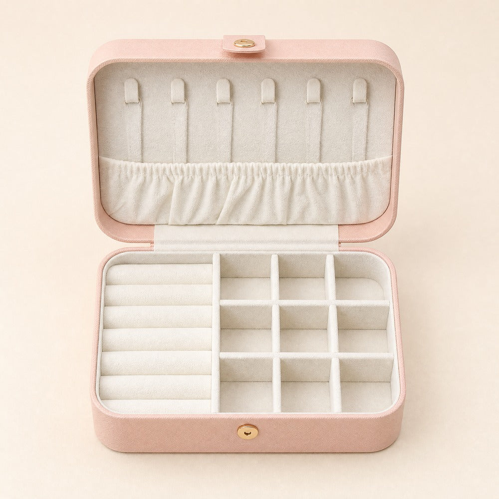 9-Grid PU Leather Jewelry Box, 9 Compartment Jewelry Organizer Case for Ring Earring Necklace, Portable Travel Gift for Women
